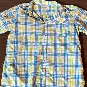 Columbia Blue and Green Plaid Shirt